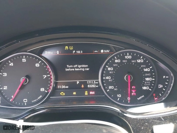 2017 Audi A8 L with VIN WAU44AFDXHN004395, listed as a IAAI auction lot 41705688 with 63,282 mi miles. Bid and sale history available at carsss.com. Image 7.