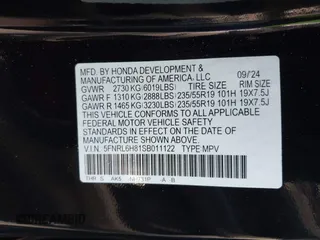 2025 Honda Odyssey Touring with VIN 5FNRL6H81SB011122, listed as a IAAI auction lot 41402170 with 2,968 mi miles and . Bid and sale history available at DreamBid. Image 9.