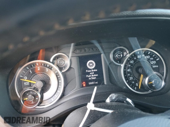 2021 Ram 1500 Big Horn with VIN 1C6SRFBT9MN558180, listed as a Copart auction lot 44503755 with 55,051 mi miles and Salvage Title. Bid and sale history available at carsss.com. Image 9.