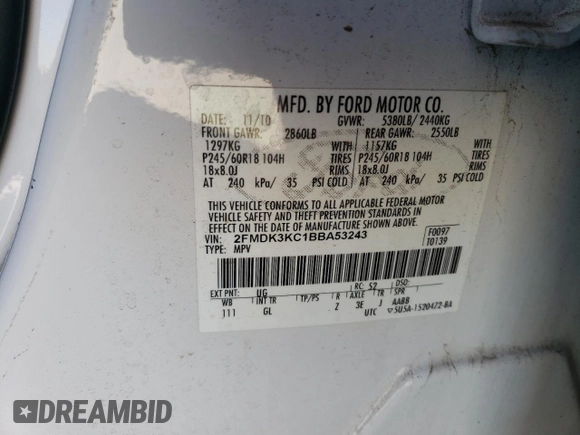 2011 Ford Edge Limited with VIN 2FMDK3KC1BBA53243, listed as a Copart auction lot 88321755 with 186,232 mi miles and Salvage Title. Bid and sale history available at carsss.com. Image 13.