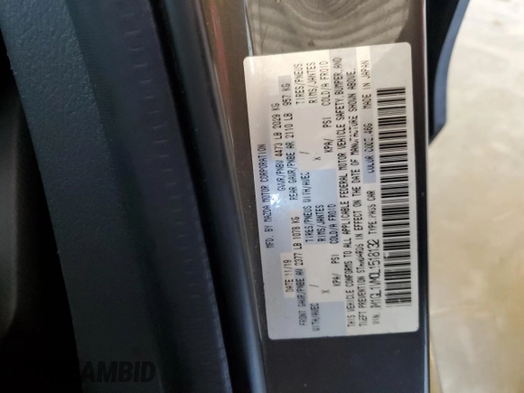 2020 Mazda 6 Touring with VIN JM1GL1VM0L1518132, listed as a Copart auction lot 52016875 with Not Provided miles and Salvage Title. Bid and sale history available at carsss.com. Image 12.