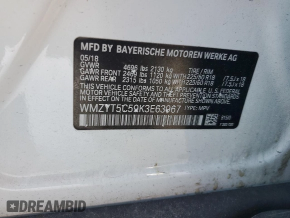 2019 MINI Countryman Cooper S with VIN WMZYT5C59K3E63967, listed as a Copart auction lot 73022644 with 56,638 mi miles and Salvage Title. Bid and sale history available at carsss.com. Image 12.