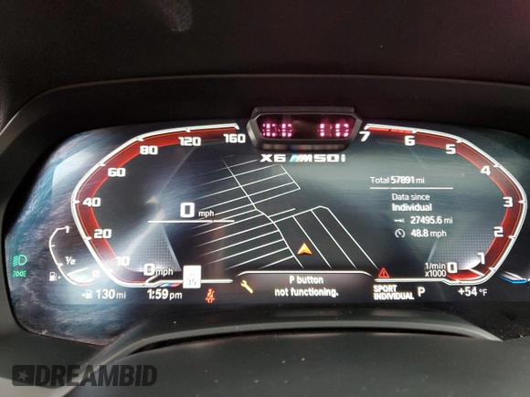 2021 BMW X6 M50i with VIN 5UXCY8C04M9D98395, listed as a Copart auction lot 85536134 with 57,891 mi miles and Salvage Title. Bid and sale history available at carsss.com. Image 9.