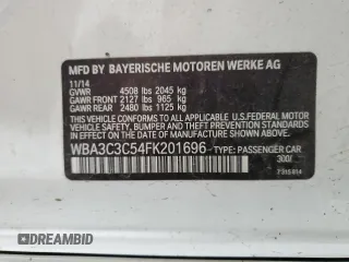 2015 BMW 3 Series 320i xDrive with VIN WBA3C3C54FK201696, listed as a Copart auction lot 64204924 with 97,211 mi miles and Salvage Title. Bid and sale history available at carsss.com. Image 12.