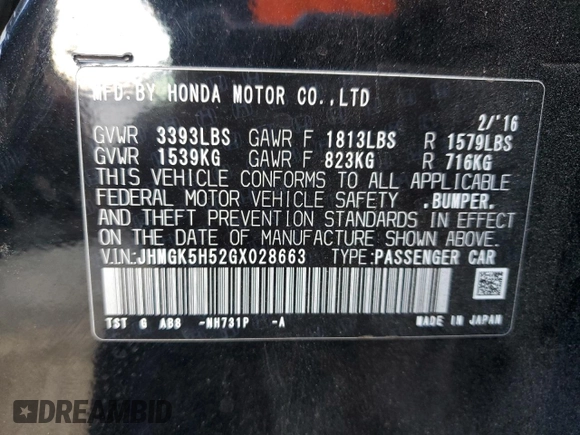 2016 Honda Fit LX with VIN JHMGK5H52GX028663, listed as a Copart auction lot 48170765 with 186,058 mi miles and Salvage Title. Bid and sale history available at carsss.com. Image 12.