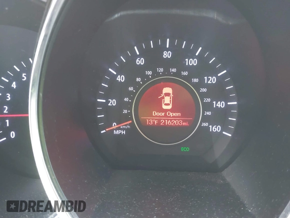 2013 Kia Optima EX with VIN 5XXGN4A72DG143975, listed as a IAAI auction lot 41385803 with 216,203 mi miles. Bid and sale history available at carsss.com. Image 15.