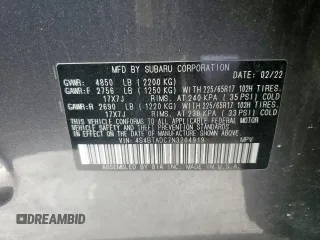 2022 Subaru Outback Premium с VIN 4S4BTADC7N3204919, выставлен на аукционе Copart как лот 59677665 с пробегом Не указан миль и Чистый • Clean title. История ставок и продаж доступна на DreamBid. Изображение 13.