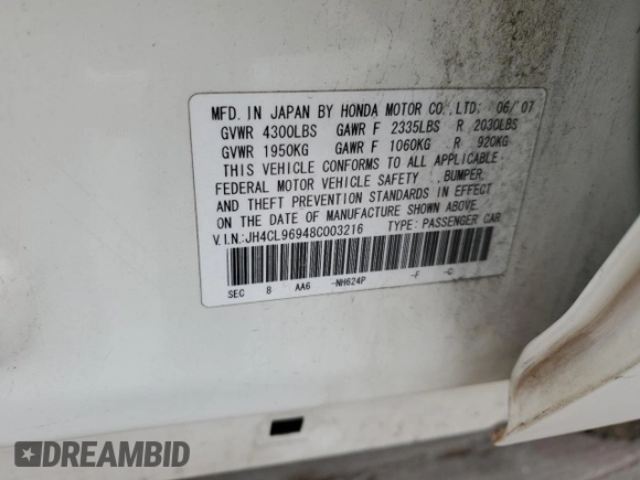2008 Acura TSX Nav с VIN JH4CL96948C003216, выставлен на аукционе Copart как лот 44172285 с пробегом 93 320 миль миль и Списание • Salvage title. История ставок и продаж доступна на DreamBid. Изображение 13.