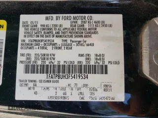 2015 Ford Mustang EcoBoost Premium with VIN 1FATP8UH3F5419534, listed as a Copart auction lot 54920395 with 116,150 mi miles and Clean title. Bid and sale history available at DreamBid. Image 12.
