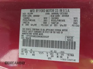 1999 Ford F-150 с VIN 1FTZF0822XKB25527, выставлен на аукционе IAAI как лот 41993309 с пробегом Не указан миль и . История ставок и продаж доступна на DreamBid. Изображение 9.
