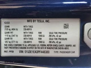 2023 Tesla Model 3 with VIN 5YJ3E1EA3PF448380, listed as a Copart auction lot 48623325 with 37,468 mi miles and Salvage Title. Bid and sale history available at DreamBid. Image 14.