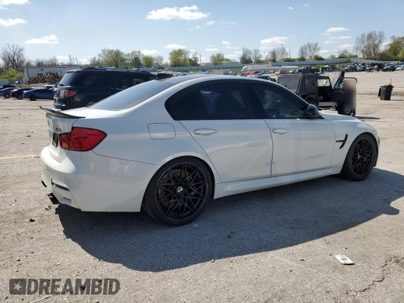 2015 BMW M3 with VIN WBS3C9C5XFP803228, listed as a Copart auction lot 52173245 with 105,597 mi miles and Salvage title. Bid and sale history available at DreamBid. Image 3.