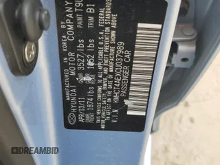 2012 Hyundai Accent GLS with VIN KMHCT4AEXCU037989, listed as a Copart auction lot 53439415 with 102,948 mi miles and Salvage Title. Bid and sale history available at carsss.com. Image 12.