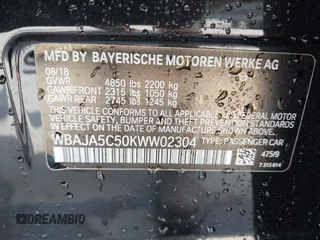 2019 BMW 5 Series 530i with VIN WBAJA5C50KWW02304, listed as a IAAI auction lot 42338536 with 29,049 mi miles and . Bid and sale history available at DreamBid. Image 9.