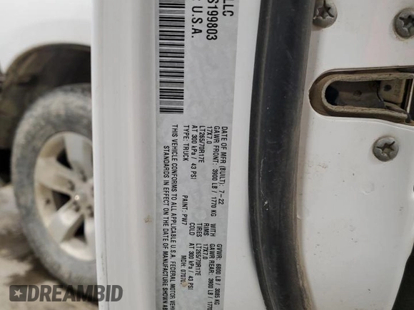 2022 Ram 1500 Express with VIN 1C6RR7FT7NS199803, listed as a Copart auction lot 88124875 with 50,207 mi miles and Salvage title. Bid and sale history available at DreamBid. Image 12.