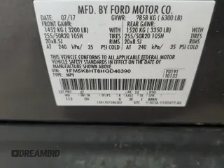 2017 Ford Explorer Platinum с VIN 1FM5K8HT8HGD46390, выставлен на аукционе Copart как лот 63304525 с пробегом 62 977 миль миль и Чистый • Clean title. История ставок и продаж доступна на DreamBid. Изображение 13.