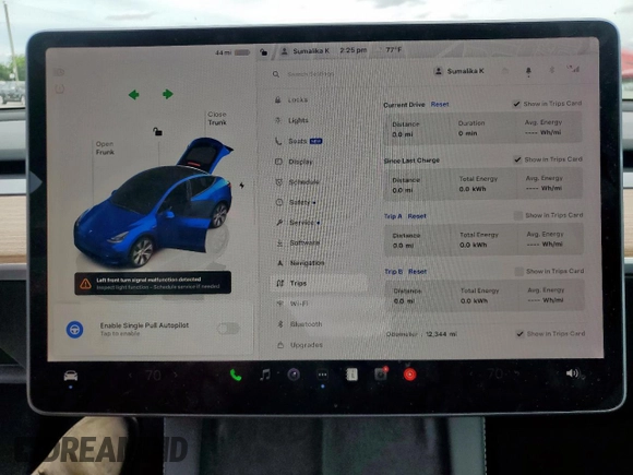 2024 Tesla Model Y Long Range with VIN 7SAYGDEE2RF986014, listed as a Copart auction lot 55791145 with 12,344 mi miles and Salvage title. Bid and sale history available at DreamBid. Image 9.