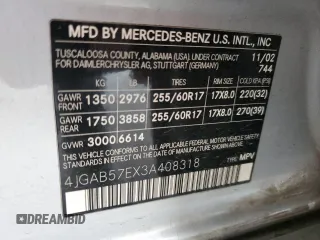 2003 Mercedes-Benz M 350 с VIN 4JGAB57EX3A408318, выставлен на аукционе Copart как лот 53401985 с пробегом 179 045 миль миль и Чистый • Clean title. История ставок и продаж доступна на DreamBid. Изображение 12.