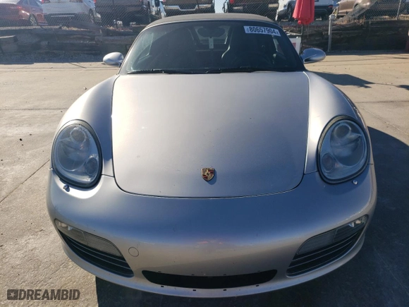 2005 Porsche Boxster S with VIN WP0CB29835U731646, listed as a Copart auction lot 80657904 with 0 mi miles and Salvage Title. Bid and sale history available at carsss.com. Image 5.