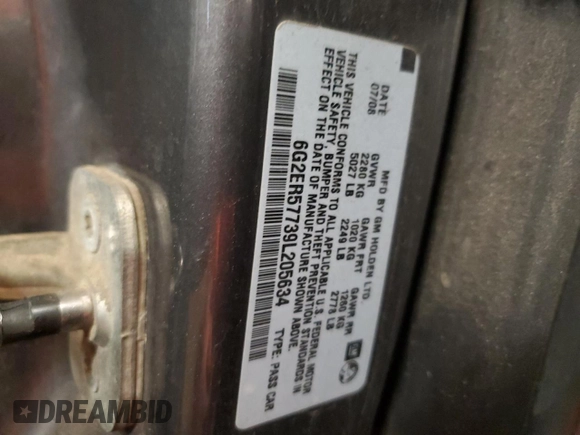 2009 Pontiac G8 z VIN 6G2ER57739L205634, wystawiony jako Copart lot #58935145 z przebiegiem 181 490 mil mil oraz Czysty tytuł • Clean title. Historia ofert i sprzedaży dostępna na DreamBid. Obrazek 13.