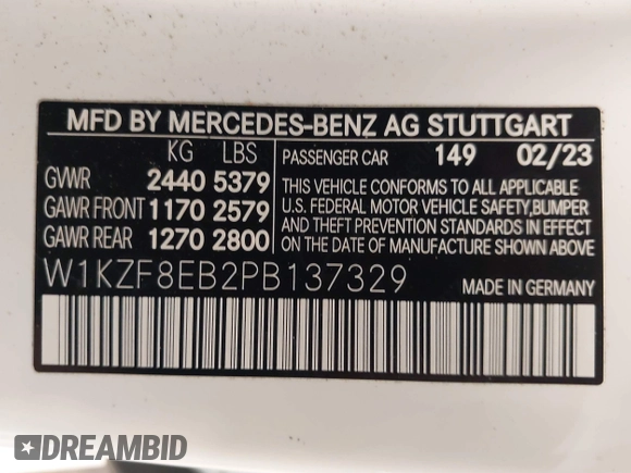 2023 Mercedes-Benz E 350 z VIN W1KZF8EB2PB137329, wystawiony jako IAAI lot #42160967 z przebiegiem 8 718 mil mil oraz . Historia ofert i sprzedaży dostępna na DreamBid. Obrazek 9.