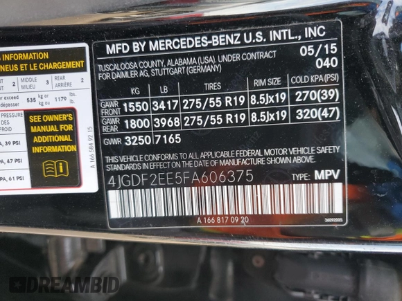 2015 Mercedes-Benz GL-Class GL 350 BlueTEC with VIN 4JGDF2EE5FA606375, listed as a Copart auction lot 77753313 with 89,001 mi miles. Bid and sale history available at carsss.com. Image 15.