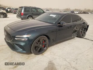 2023 Genesis G70 3.3T with VIN KMTG54TE4PU113520, listed as a Copart auction lot 49345075 with 35,625 mi miles and Salvage Title. Bid and sale history available at carsss.com. Image 1.