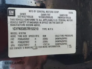 2007 Cadillac Escalade z VIN 1GYFK63857R153210, wystawiony jako IAAI lot #41704106 z przebiegiem 291 658 mil mil oraz . Historia ofert i sprzedaży dostępna na DreamBid. Obrazek 9.