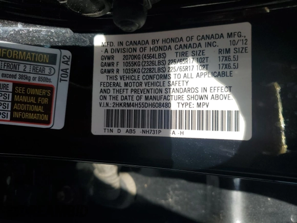 2013 Honda CR-V EX with VIN 2HKRM4H55DH608480, listed as a Copart auction lot 52675975 with 178,836 mi miles and Clean Title. Bid and sale history available at carsss.com. Image 13.