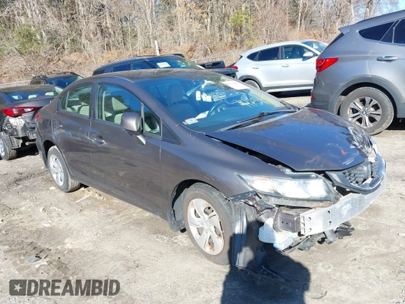 2013 Honda Civic LX with VIN 2HGFB2F59DH598885, listed as a IAAI auction lot 41734451 with 124,453 mi miles and . Bid and sale history available at DreamBid. Image 1.