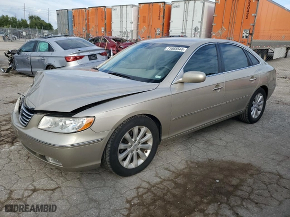 2009 Hyundai Azera GLS with VIN KMHFC46D09A360665, listed as a Copart auction lot 71665544 with 143,711 mi miles and Salvage Title. Bid and sale history available at carsss.com. Image 1.