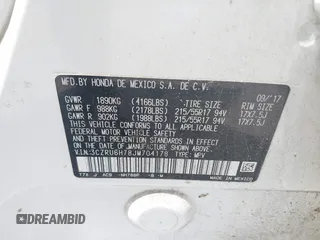 2018 Honda HR-V EX-L Navi with VIN 3CZRU6H78JM704178, listed as a IAAI auction lot 41903547 with 80,804 mi miles. Bid and sale history available at carsss.com. Image 9.