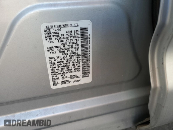 2008 Nissan Rogue SL with VIN JN8AS58V58W128775, listed as a Copart auction lot 47317165 with 88,872 mi miles and Salvage Title. Bid and sale history available at DreamBid. Image 15.