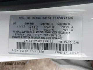 2014 Mazda Mazda6 i Touring with VIN JM1GJ1V6XE1159155, listed as a IAAI auction lot 41885397 with 162,045 mi miles. Bid and sale history available at carsss.com. Image 9.