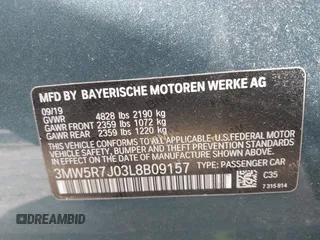 2020 BMW 3 Series 330i xDrive with VIN 3MW5R7J03L8B09157, listed as a IAAI auction lot 39168393 with 69,052 mi miles. Bid and sale history available at carsss.com. Image 9.