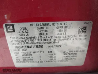 2018 Chevrolet Colorado 4WD LT with VIN 1GCGTCEN4J1128507, listed as a IAAI auction lot 41552143 with 88,470 mi miles. Bid and sale history available at carsss.com. Image 9.