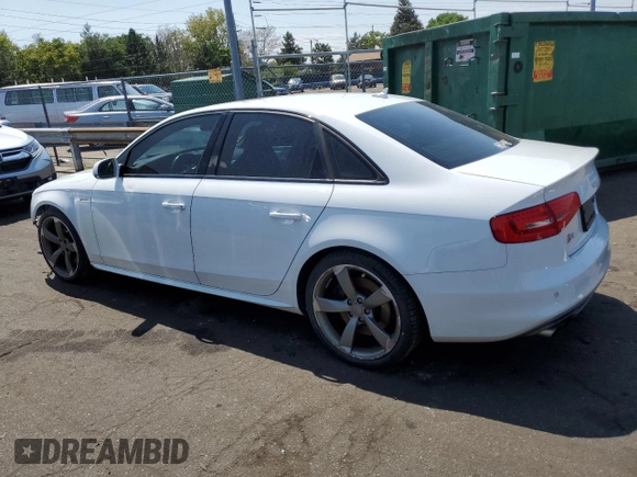 2014 Audi S4 Premium Plus with VIN WAUBGAFL6EA071441, listed as a Copart auction lot 65486104 with 105,621 mi miles and Salvage Title. Bid and sale history available at carsss.com. Image 2.