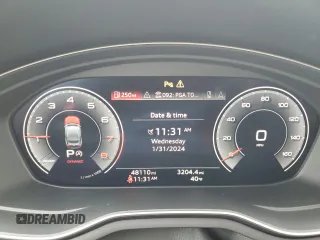 2020 Audi A5 Sportback Premium Plus with VIN WAUCNCF54LA001666, listed as a Copart auction lot 40317454 with 48,110 mi miles. Bid and sale history available at carsss.com. Image 9.
