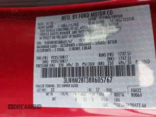 2008 Lincoln MKZ with VIN 3LNHM28T38R605767, listed as a IAAI auction lot 41773715 with 72,417 mi miles. Bid and sale history available at carsss.com. Image 9.