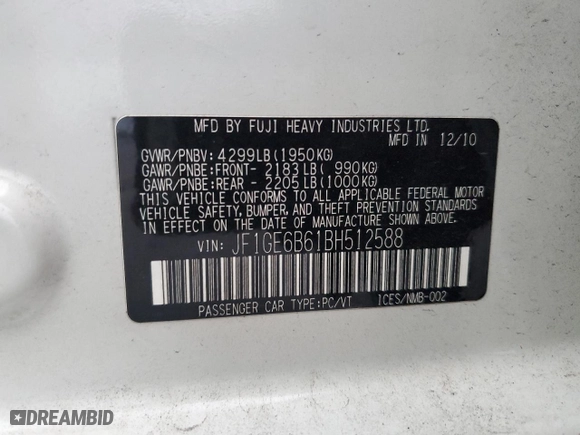 2011 Subaru Impreza Sedan 2.5i Premium with VIN JF1GE6B61BH512588, listed as a Copart auction lot 83881244 with 113,657 mi miles and Salvage Title. Bid and sale history available at carsss.com. Image 14.