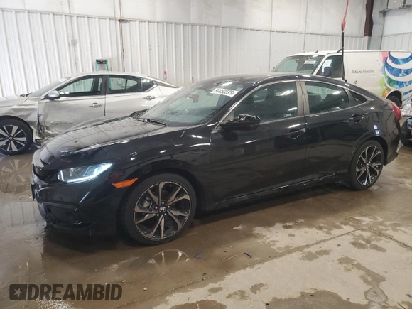 2019 Honda Civic Sport with VIN 2HGFC2F85KH590674, listed as a Copart auction lot 54452595 with 12,610 mi miles and Salvage Title. Bid and sale history available at DreamBid. Image 1.