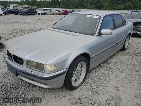 2001 BMW 7 Series 740iL with VIN WBAGH834X1DP26587, listed as a Copart auction lot 71174574 with 0 mi miles and Salvage Title. Bid and sale history available at carsss.com. Image 1.