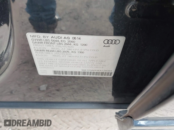 2014 Audi SQ5 Premium Plus с VIN WA1CGAFP4EA126084, выставлен на аукционе IAAI как лот 41678066 с пробегом 154 131 миль миль и . История ставок и продаж доступна на DreamBid. Изображение 9.