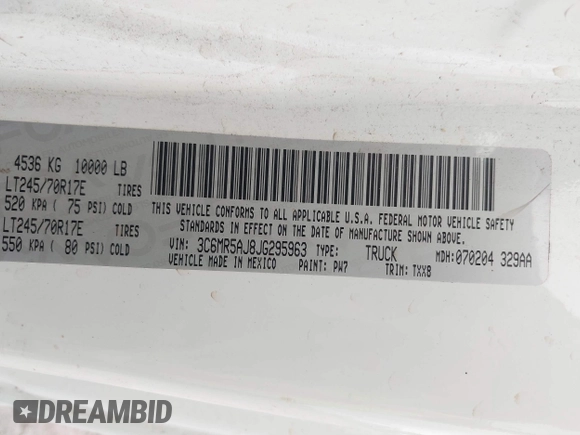 2018 Ram 2500 Tradesman с VIN 3C6MR5AJ8JG295963, выставлен на аукционе IAAI как лот 41781838 с пробегом 141 650 миль миль и . История ставок и продаж доступна на DreamBid. Изображение 9.