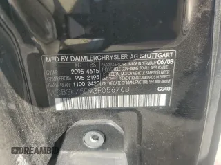2003 Mercedes-Benz SL 500 z VIN WDBSK75F93F056768, wystawiony jako Copart lot #51998685 z przebiegiem Nie podano mil oraz Szkoda całkowita • Salvage title. Historia ofert i sprzedaży dostępna na DreamBid. Obrazek 14.