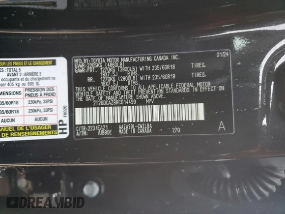 2024 Lexus NX 250 Premium с VIN 2T2GDCAZ8RC014499, выставлен на аукционе Copart как лот 44348375 с пробегом 17 227 миль миль и Списание • Salvage title. История ставок и продаж доступна на DreamBid. Изображение 13.