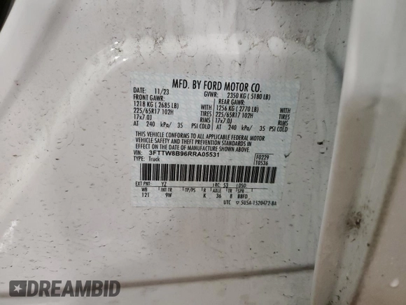 2024 Ford Maverick XL с VIN 3FTTW8B96RRA05531, выставлен на аукционе Copart как лот 47701195 с пробегом 10 016 миль миль и Чистый • Clean title. История ставок и продаж доступна на DreamBid. Изображение 12.