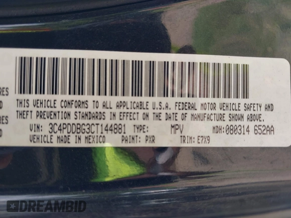 2012 Dodge Journey SXT with VIN 3C4PDDBG3CT144881, listed as a IAAI auction lot 42844117 with 184,804 mi miles and . Bid and sale history available at DreamBid. Image 9.
