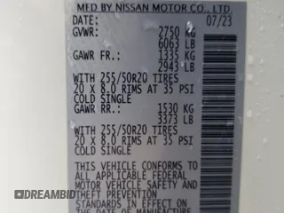 2023 Nissan Pathfinder Platinum with VIN 5N1DR3DK0PC277403, listed as a Copart auction lot 59861525 with 22,966 mi miles and Non repairable. Bid and sale history available at DreamBid. Image 13.