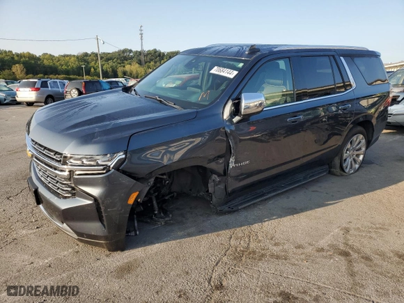 2021 Chevrolet Tahoe Premier with VIN 1GNSKSKD8MR331383, listed as a Copart auction lot 70684144 with 81,801 mi miles and Salvage Title. Bid and sale history available at carsss.com. Image 1.
